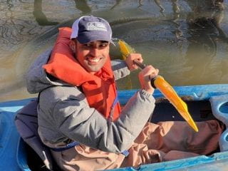 Kabi in a kayak