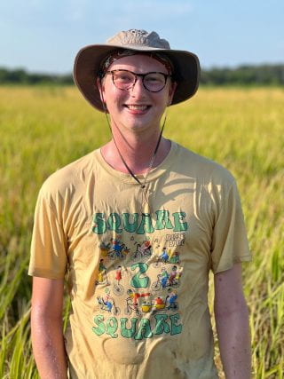 Will standing in the rice field at harvest time, 2023